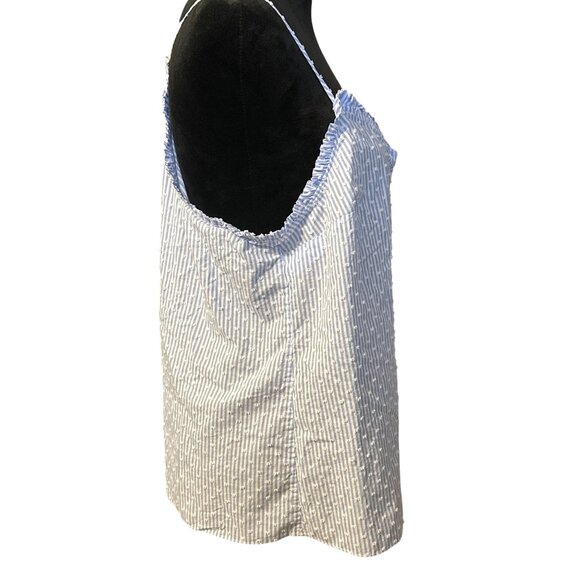 Lilly Pulitzer Blue & White Striped Ruffle Trim Tank Top XL - Picture 2 of 5